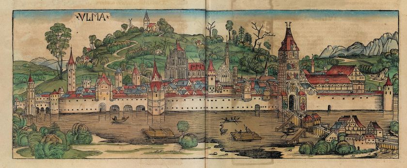 1. Hartmann Schedel, Città di Ulma da Liber Chronicarum, 1493.
