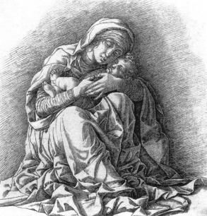 8. 8. Andrea Mantegna, Madonna con Bambino, incisione a bulino e puntasecca, Graphische Sammlung Albertina, Vienna, 1484-85..jpg